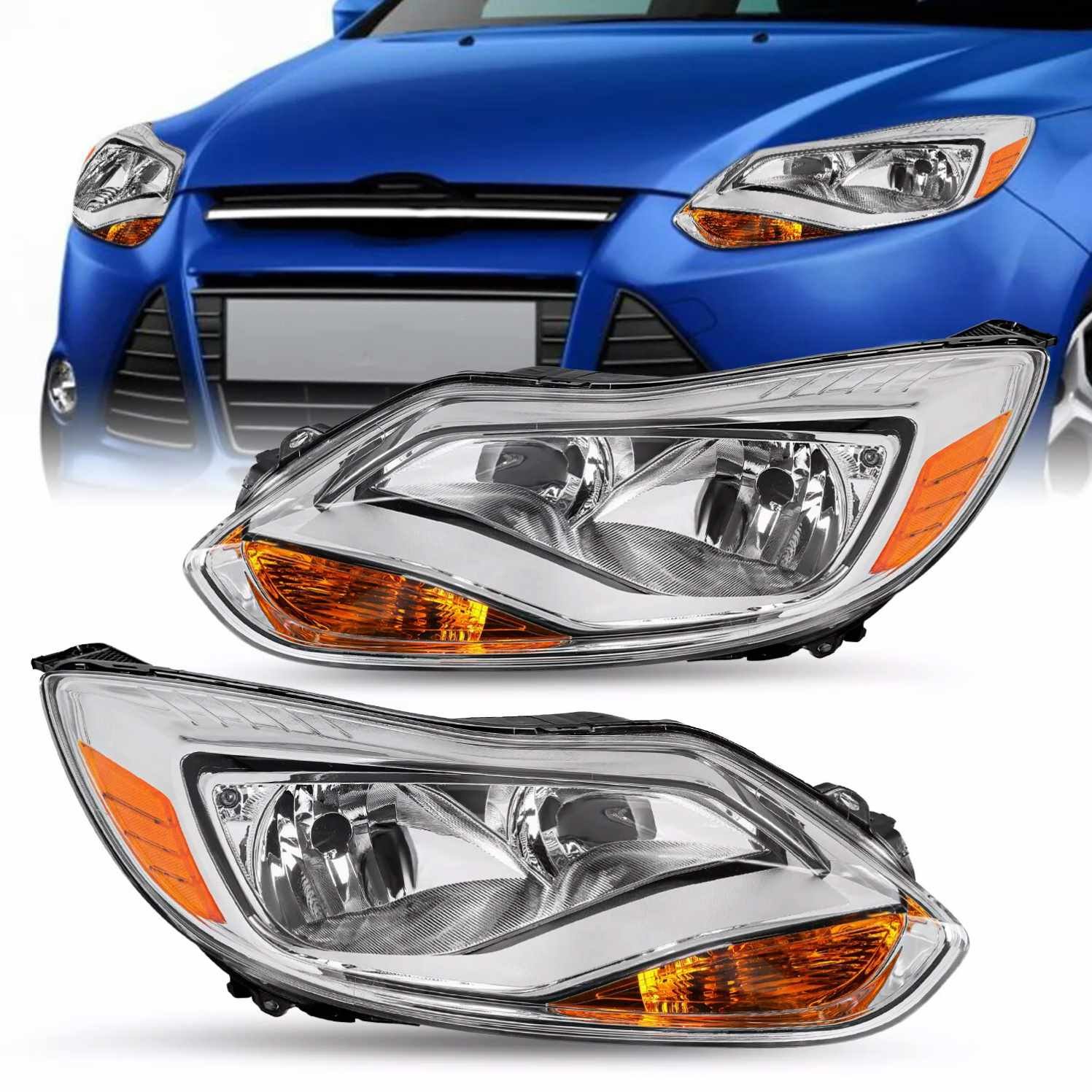 phares avant gauche et droit halogènes pour Ford Focus 2012 2013 2014