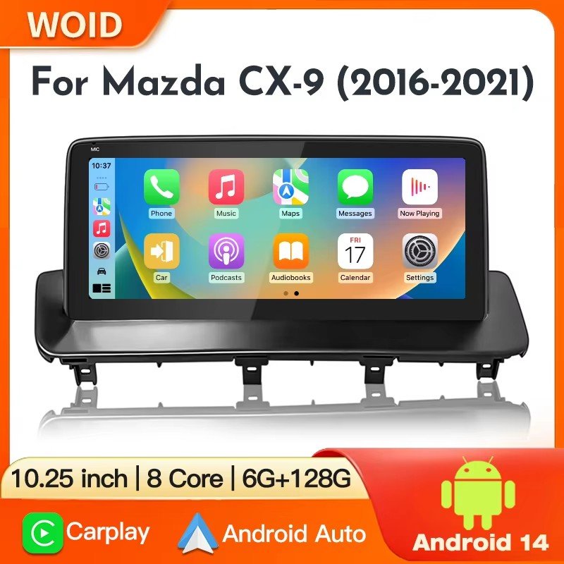 Autoradio Stéréo Android 14 Carplay AUTO pour Mazda CX-9 2016 - 2021