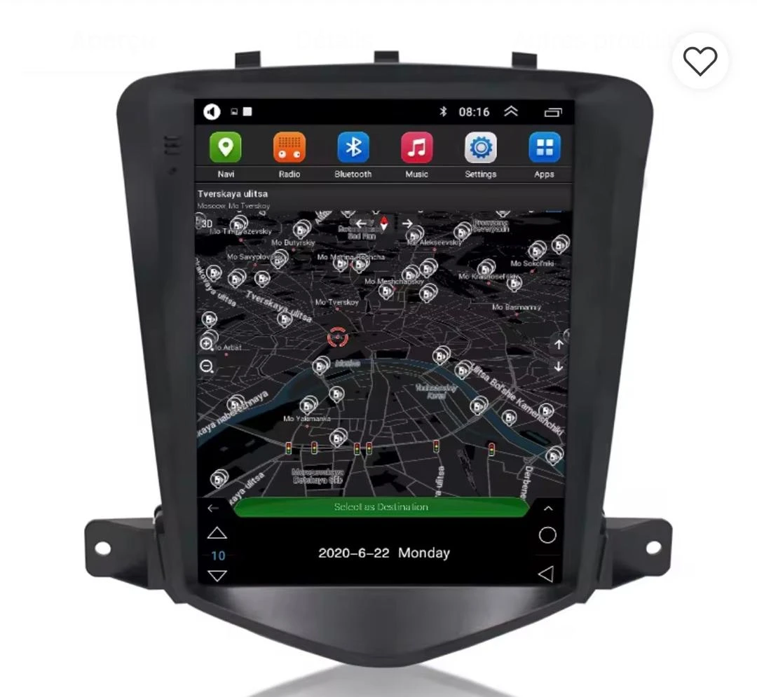 Ecran tesla Chevrolet Cruze 2009 - 2012