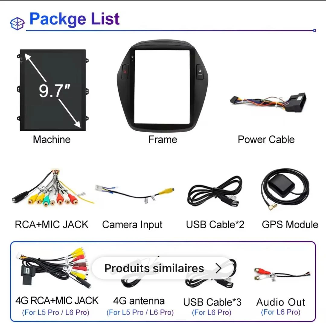 Autoradio LEHX 2 Din Carplay Android 14 pour Hyundai IX35 Tucson 2009-2015