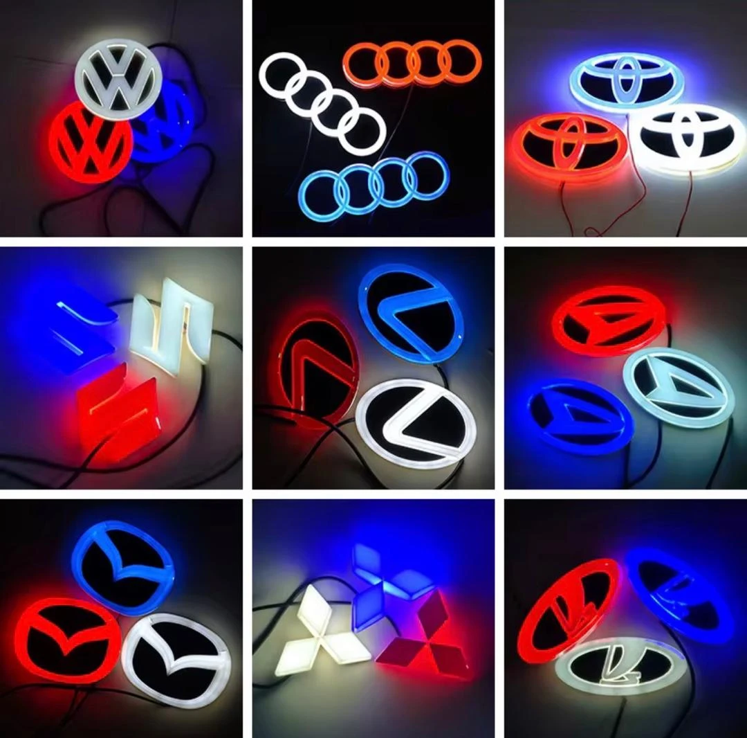 Feux arrière de voiture personnalisés à LED 4D, 12 V, 2 W, étanches IP65, avec logo de voiture modifié