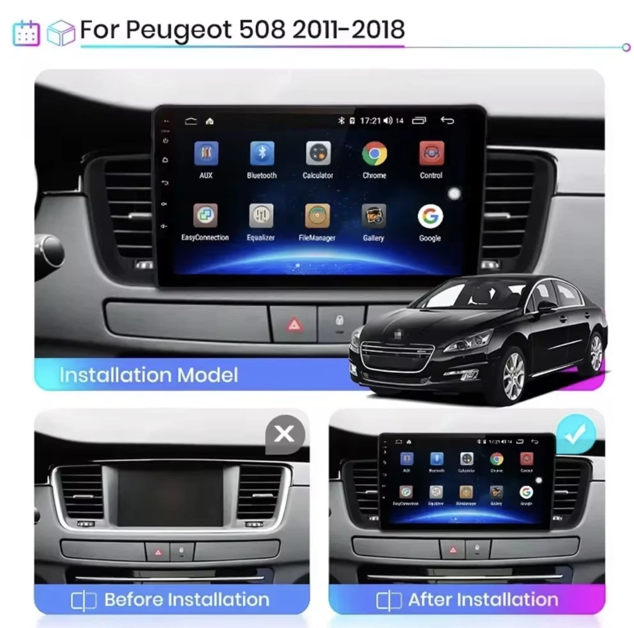 Autoradio Android pour Peugeot 508 508SW 2011-2018