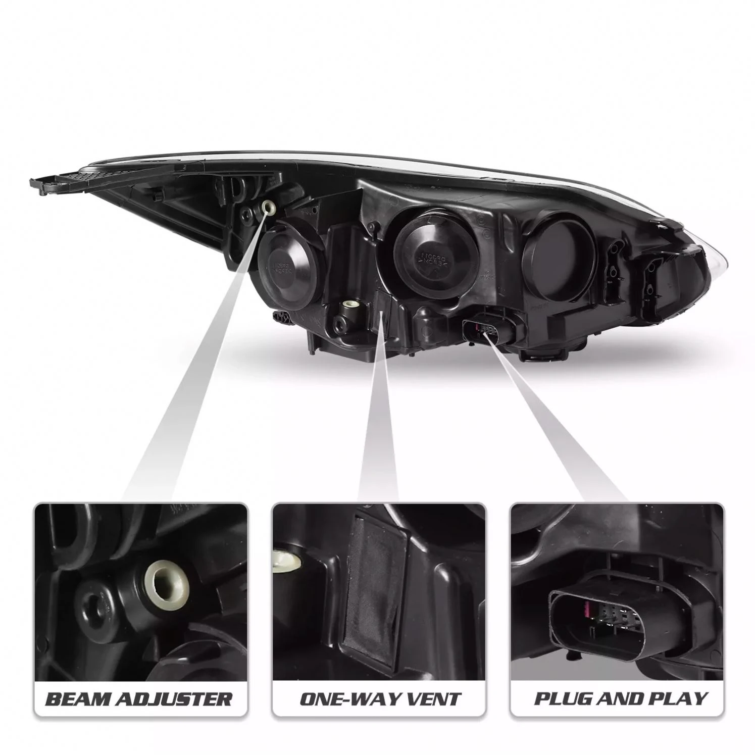 phares avant gauche et droit halogènes pour Ford Focus 2012 2013 2014