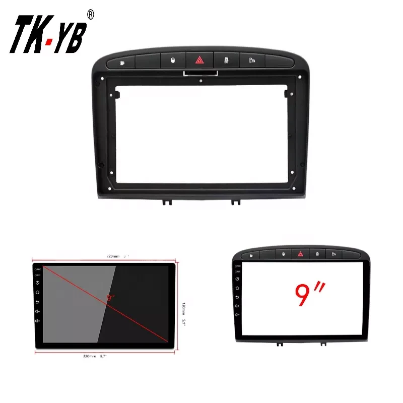 Cadre de Radio Android de voiture pour Peugeot 2007 2013 308 408