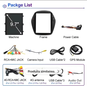 Autoradio LEHX 2 Din Carplay Android 14 pour Hyundai IX35 Tucson 2009-2015